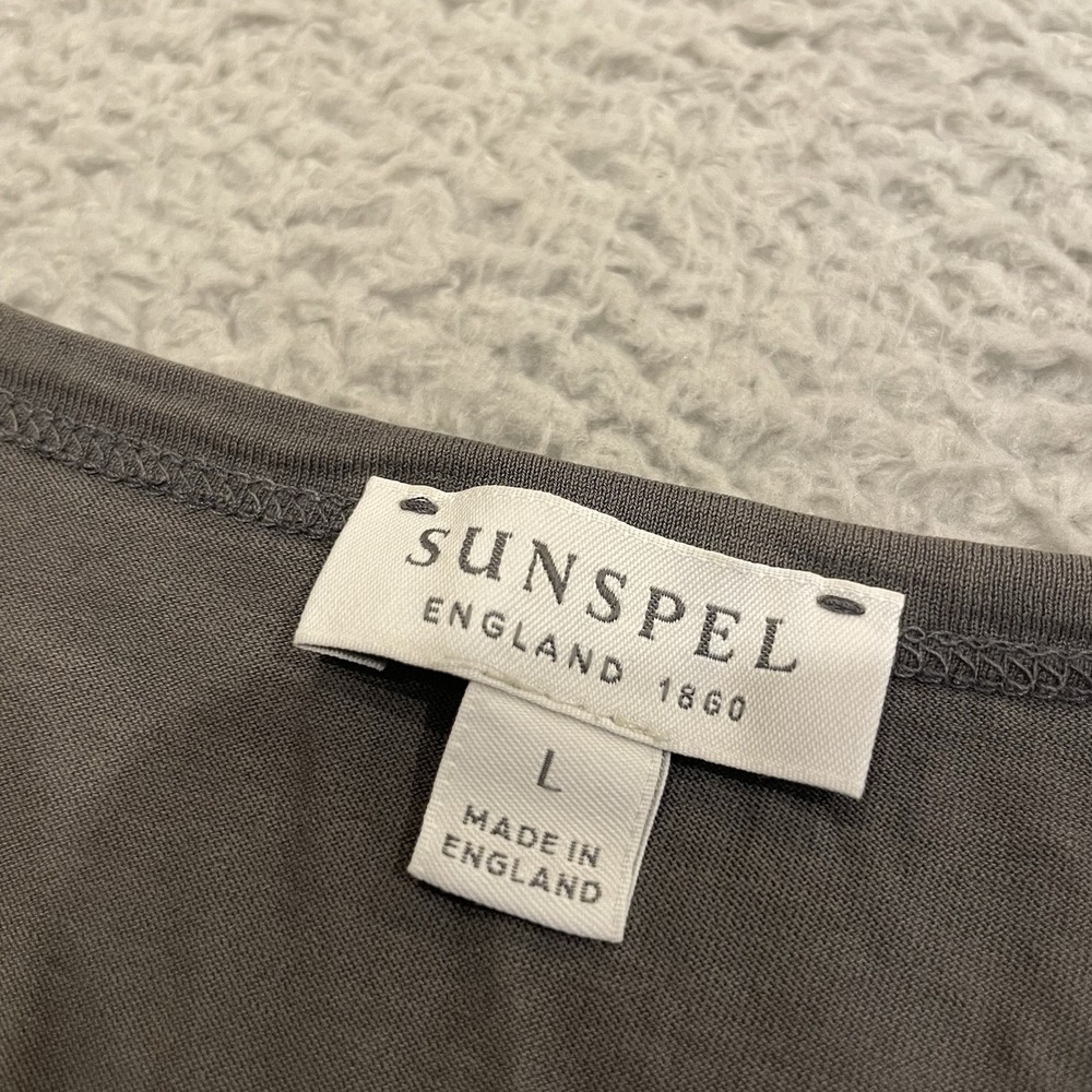Sunspel Classic T-Shirt Mens Large Gray 100% Cotton Crew Neck England - Picture 2 of 9